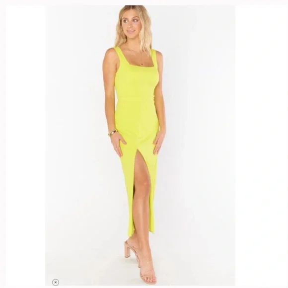 NWOT- Show me Your Mumu- Eden Midi Dress in Citrine stretch. (Electric green) XL - Picture 4 of 16